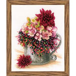 LANARTE Point De Croix Compté Kit Tableau Complet Set BOUQUET DE FLEURS ROSES De Broderie Loisir Créatif Maison Decoration Cadeau DIY ca. 19 x 24 cm Counted Cross Stitch Embroidery