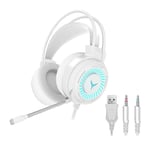 Casque de jeu Filaire Gamer Headset 7.1 Surround 4D St¿r¿o ¿couteurs avec Microphone 7 Couleur RVB pour PS4 Xbox One Jeux PC G58-Blanc_XINENGJI