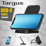 Targus 10w Wireless QI Charger Stand Dock+ USB-C Charging Cable | Samsung iPhone