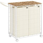 Tvättkorg 110L med hjul och lock, beige