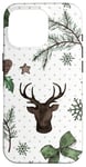 iPhone 16 Pro Green Aesthetic Christmas Decor With Happy Dots And Reindeer Case