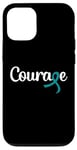 Coque pour iPhone 12/12 Pro Cancer de l'ovaire - Courage avec noeud ruban turquoise