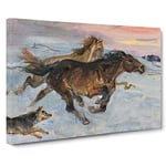 Escape Of The Horses By Wojciech Kossak Classic Painting Canvas Wall Art Print Ready to Hang, Framed Picture for Living Room Bedroom Home Office Décor, 20x14 Inch (50x35 cm)