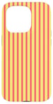 Coque pour iPhone 15 Pro Jaune corail rose rayé Esthétique Girly Preppy Stripes