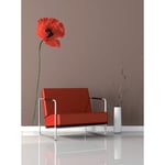 Sticker mural autocollant grand format Coquelicot Rouge, 169 cm x 58 cm, décoration trompe l'oeil, décorez votre intérieur facilement