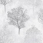 Arthouse Vinyl Tree All Over Glitter Finish Wonderland Mono Wallpaper - for Living Spaces & Feature Walls - Livingroom - Kitchen - Dining - Hallway - Bedroom - Full Roll 10.05m (L) X 53cm (W) 256701 Black