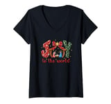 Womens Joy To The World Nativity Scene Christmas V-Neck T-Shirt