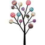 Kare Design Coat Rack Bubble Tree, Multicoloured, Steel, Covering Cotton, 6 Hooks with Bubble design, Wall Coat Hanger for Robe and Clothes, for Hallway, Entrance, 111x65x7 cm (H/W/D)