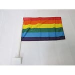 AZ FLAG Drapeau de Voiture Arc-en-Ciel 45x30cm en Maille bloquée - Carflag Gay - Rainbow Flag 30 x 45 cm