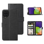 Foluu Galaxy A22 4G Case, Wallet Case Cover Card Holster Canvas Flip/Folio Soft TPU Cover Bumper with Kickstand Ultra Slim Strong Magnetic Closure for Samsung Galaxy A22 4G 2021 (Black)
