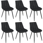 Dazhom - Lot de 6 Chaises de Salle à Manger en Simili Cuir Chaises de cuisine tapissées noir