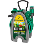 Green Haven Mini Hose Pipe - 10m Lightweight Garden Hose Reel - Compact Water Hose w/ 7 Adjustable Spray Gun Nozzles - Small Garden Hose - Easy Storage Hosepipe for Garden - Water Pipe - Watering Hose