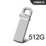 Clé USB portable en métal haute vitesse,clé USB,disque flash,clé USB,3.0 Go,2 To,1 To,SSD,512 Go - Type silver 512GB