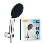 GROHE Vitalio Start 110 - Shower Set (Round 11 cm Hand Shower 2 Sprays: Rain and Jet, Anti-Limescale System, Hose 1.75 m, Wall Holder, Water Saving), Easy to Fit with GROHE QuickGlue, Chrome, 27950001