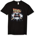 Back To The Future Men's Vintage Peelout Basic Solid Tee T-Shirt, Black, Large