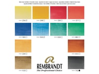 Artequipment Rembrandt Watercolour Metal Tin Set Mono-Pigmented Colour Selection | 12 Pans + Brush