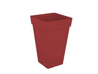 Artevasi Capri Pot High Square, Haut Pot carré en Plastique, 50cm, Couleur: Rouge foncé