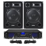SP 12" Bluetooth PA Speakers and Amplifier FPL1000 MP3 Mobile DJ Party System