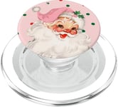 Santa Claus Pastel Pink Christmas Face Xmas Vintage Phone PopSockets PopGrip for MagSafe