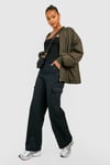 Womens Tall High Waisted Straight Leg Cargo Trousers - Black - 16, Black