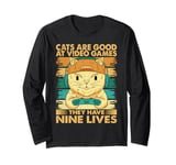 Cats Are Good At Video Games - Funny Dad Jokes Long Sleeve T-Shirt