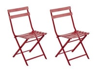 Lot de 2 Chaises de jardin métal pliante Greensboro Groseille - Hesperide