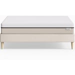 Homifab - Ensemble lit adulte 160x200 cm en velours beige + Matelas Hybride à ressorts ensachés et mémoire de forme - Spring Elite