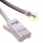 BT Plug to Modem Square RJ11 Cable Dialup/Sky 2 wire Crossed Pins 10m