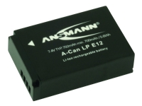 Ansmann A-Can LP-E12 - Batteri - Li-Ion - 750 mAh - för Canon EOS 100D, Kiss M, Kiss M2, Kiss X7, M, M10, M100, M2, M50, Rebel SL1 PowerShot SX70