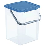 Rotho Basic Storage Box 9l with lid and Handle, Plastic (PP) BPA-Free, Transparent/Blue, 5kg/9l (23 x 22,5 x 27 cm)