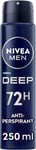 NIVEA MEN DEEP Black Carbon AntiPerspirant Spray 250ml Mens Deodorant Spray with