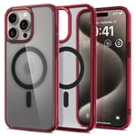 Spigen Ultra Hybrid MagFit Case for iPhone 15 Pro Max, Compatible with MagSafe Accessories - Frost Deep Red