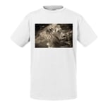 T-Shirt Enfant Sépia Lion Couché Crinière Nature Roi Des Animaux