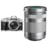 Olympus OM-D E-M10 Mark IV Micro Four Thirds System Camera Kit, 20 MP sensor, silver & Olympus M.Zuiko Digital ED 40-150 mm F4-5.6 II Lens, Telephoto Zoom, Suitable for All MFT Cameras, Silver