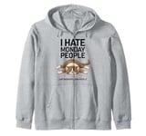 Cranky Kitty I Hate Monday People Funny Humor for Men Women Zip Hoodie