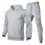 Herr tracksuit med huva och dragkedja + joggingbyxor sportdräkt casual joggare sportkläder 2 delar herr fleece streetwear set GRAY XXXL