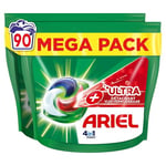 Ariel 4in1 PODS, Lessive Liquide en Capsules 90 Lavages, Technologie Ultra Détachant, Élimine Les Taches Incrustées À Basse Température, Même Après 7 Jours, Fabriqué en France