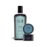 AMERICAN CREW Shampoing Pré-Coiffant Fiber pour Hommes aux Cheveux Abîmés - 250ml + Fiber - Cire Cheveux Homme - Cire Coiffante Effet Mat - Tous Types de Cheveux - 85g