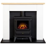 Adam Chester Fireplace in Pure White with Hudson Electric Stove in Black, 39 ...