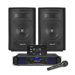 SL 8" Bluetooth PA Speakers and Amplifier, DJ Mixer & Mic FPL700 MP3 Music Set