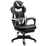 Gaming Chair Ergonomic Reclining with Manual Footrest Wheels Stylish