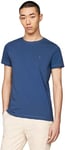 Tommy Hilfiger Homme T-Shirt Manches Courtes Stretch Slim Fit Col Ras-du-Cou, Bleu (Aegean Sea), XS