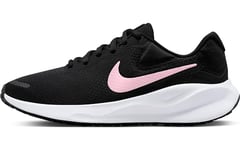 Nike Women's Revolution 7 Sneaker, Black Med Soft Pink White, 8 UK