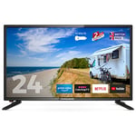 Ferguson XSTR0242-12 Volt 24 inch Smart 12-volt LED TV with streaming Apps Netflix, Prime Video, Disney+, BBC iPlayer, ITV Hub, etc, Made in the UK