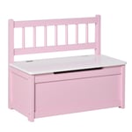 Toy Box Kids Seat Bench Storage Chest Pink MDF Pine Wood 60L x 30W x 50H cm