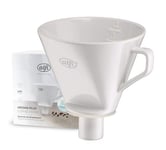 alfi AROMA PLUS, filtre à café en porcelaine pour papier filtre taille 4, filtre permanent, passer le café filtre directement dans le pichet isotherme, maintien parfait grâce au bec verseur