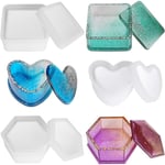 Box Resin Moulds, Jewelry Box Molds med Hexagon Epoxy Resin Moulds Hjärtform