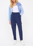 Tu Navy Belted Tapered Utility Trousers 10 female