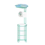 Toilet Paper Roll Holder Stand Nautical Bathroom Tissue Dispenser with Shelf for Larger Rolls-Mint