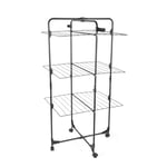 Beldray 30 Metre Tower Airer - 3 Tier Clothes Horse, Space Saving, Foldable Maiden, 10 Hanging Holes, Easy Manœuvre with Locking Wheels, 15kg Max Load, for Families, Laundry Hanger Drying Rack